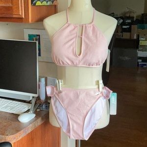 Sand Castle Swimwear Pink Solid Bikini Size L, NWT